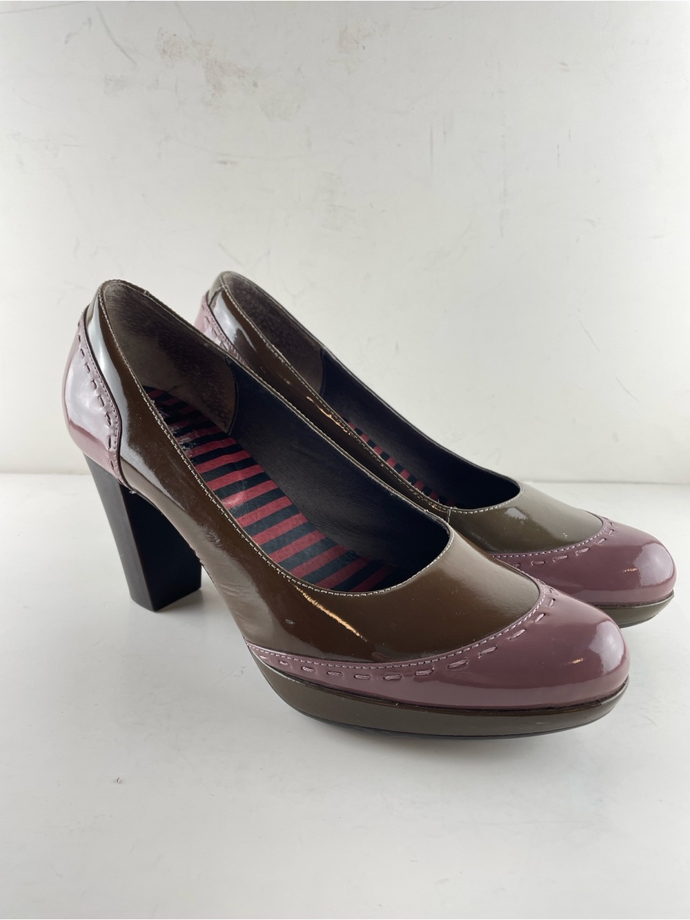 Camper Patent Leather Colorblock Heels EU 39 | Retro Mod Platform Pumps